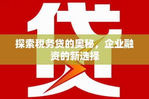 资溪探索税务贷的奥秘，企业融资的新选择