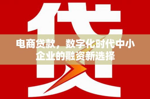 资溪电商贷款，数字化时代中小企业的融资新选择