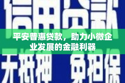 资溪平安普惠贷款，助力小微企业发展的金融利器