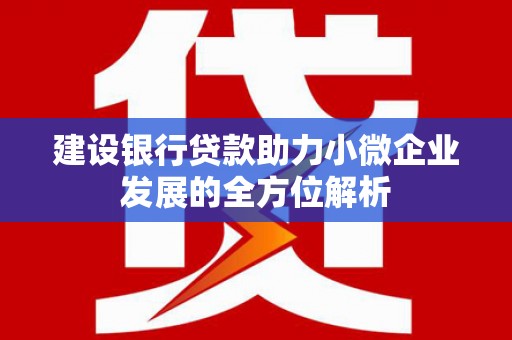 资溪建设银行贷款助力小微企业发展的全方位解析